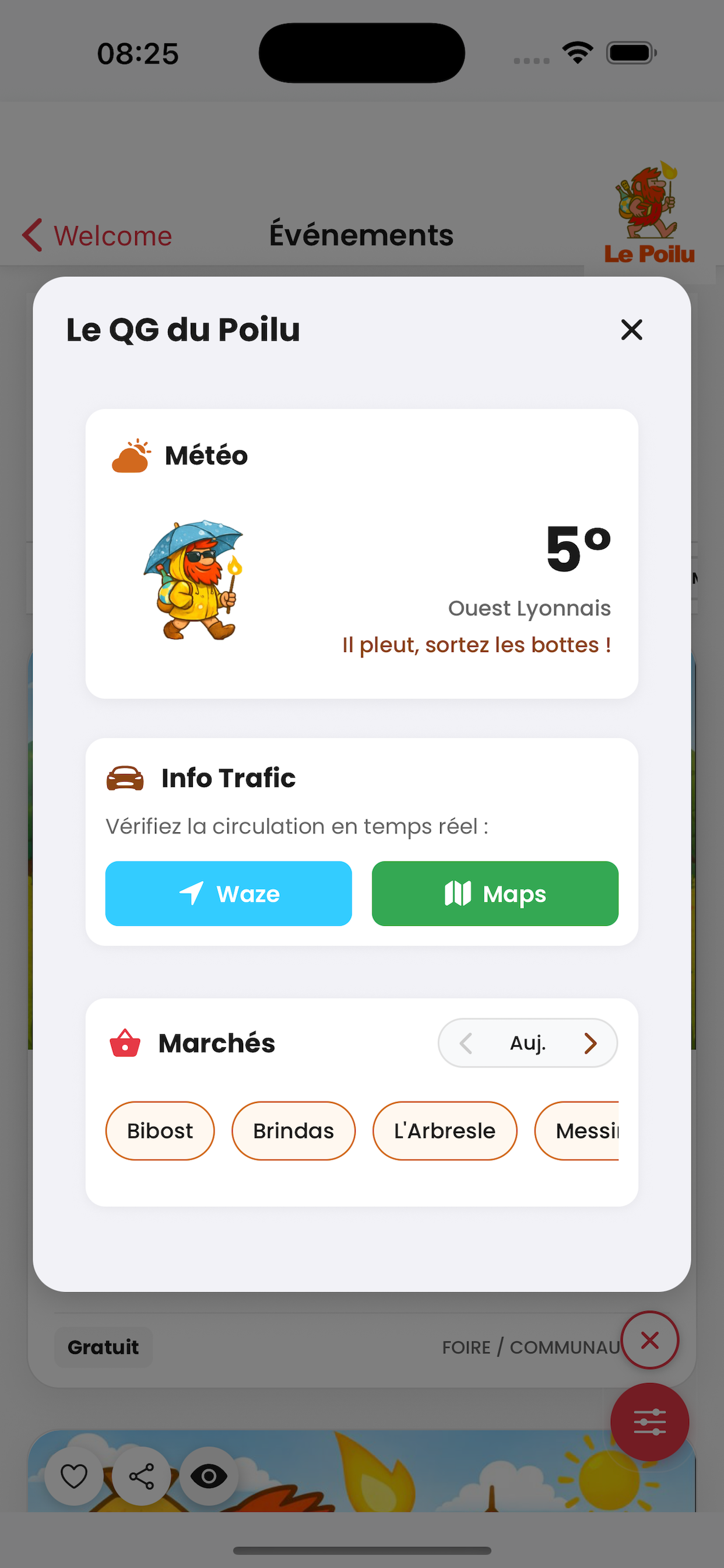 screenshots de l'application Le Poilu