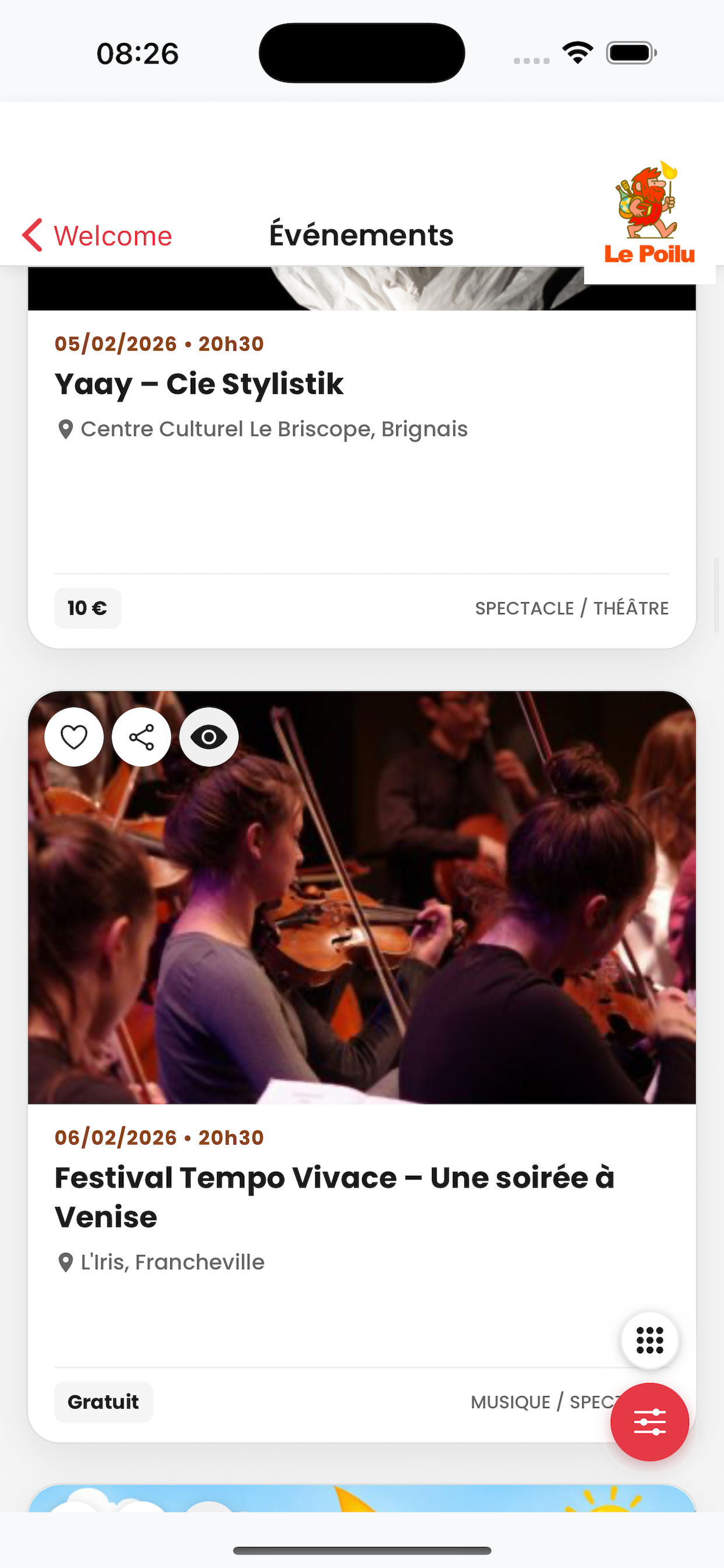 screenshots de l'application Le Poilu
